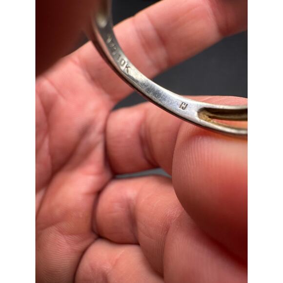 PJ Sterling Silver 925 10K Gold Accent Diamonds Double Open Heart Ring Sz 6.5 - Picture 12 of 13